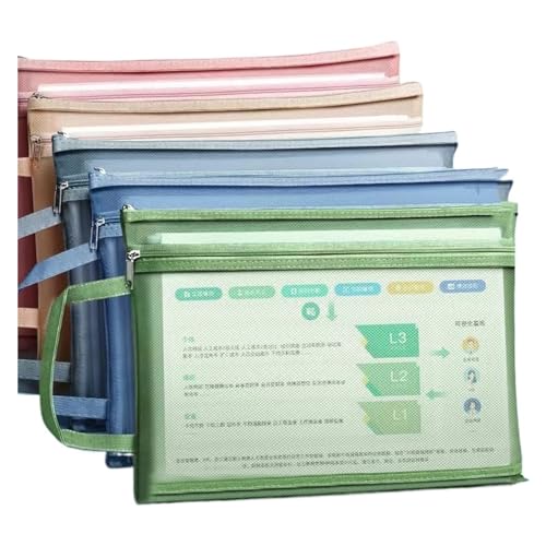 A4 Netz-Reißverschlusstasche, Dokumententasche, wasserdichter Reißverschluss, Aktenordner, Schule, Bürobedarf, Federmäppchen, Kosmetik-Make-up-Taschen for Spielzeug(Green) von KJUUQBZL
