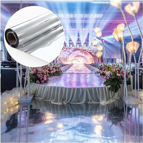 KJoBDwz Heller, verspiegelter Teppich-Gangläufer, doppelseitiger silberner Spiegelteppich, dekorativer Läuferteppich for Glamour-Party, Abschlussball Dekorativer Teppich(0.12mm-1.2x10m) von KJoBDwz