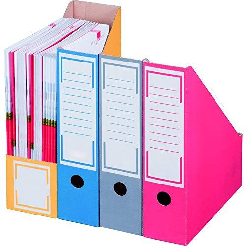KK Verpackungen® Archiv-Stehsammler | 20 Stück, Stehordner mit großem Beschriftungsfeld & 100mm Rückenbreite | Zeitschriftensammler aus Wellpappe mit Griffloch auf Vorderseite in Blau von KK Verpackungen
