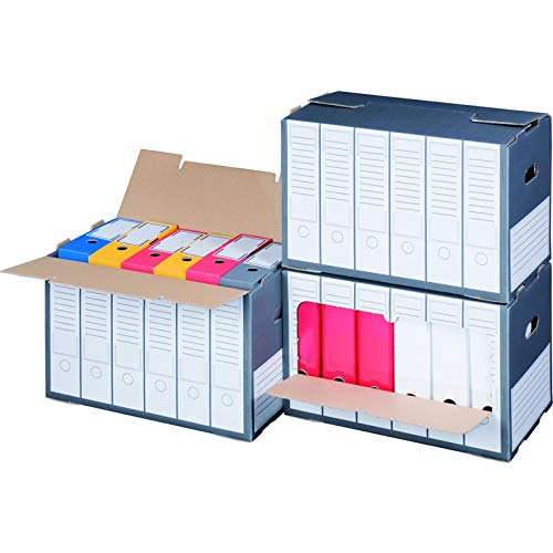 KK Verpackungen® Archivboxen | 50 Stück, Archivschachteln mit Sichtfenster für bis zu 6 Ordner | Archivkartons mit Beschriftungsfeldern in Anthrazit von KK Verpackungen