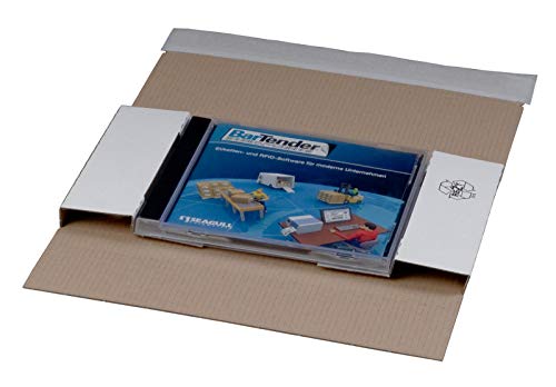 KK Verpackungen® CD-Versandverpackungen | 100 Stück, Versandkarton in DIN lang für 1 CD/DVD Jewel Case | Portooptimierte Versandtaschen aus Wellpappe in Weiß von KK Verpackungen
