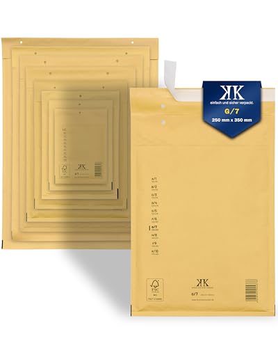 KK Verpackungen 100x Luftpolster-Versandtaschen G7 G/7 250 x 350 mm (Außenmaß) in Braun | Luftpolsterumschläge Luftpolstertaschen selbstklebend von KK Verpackungen