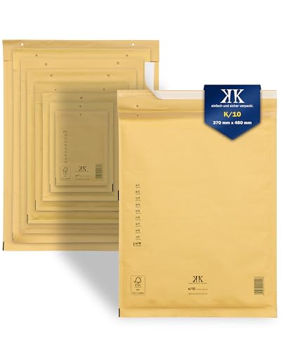 KK Verpackungen 100x Luftpolster-Versandtaschen K10 K/10 370 x 480 mm (Außenmaß) in Braun | Luftpolsterumschläge Luftpolstertaschen selbstklebend von KK Verpackungen
