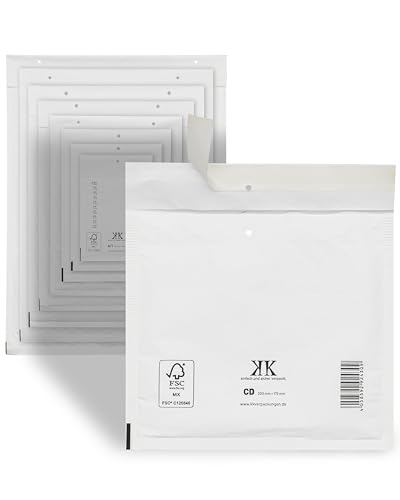 KK Verpackungen 400x Luftpolster-Versandtaschen CD 200 x 175 mm (Außenmaß) in Weiß | Luftpolsterumschläge Luftpolstertaschen selbstklebend von KK Verpackungen