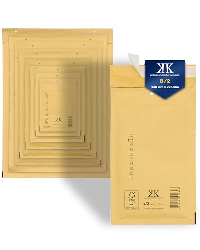 KK Verpackungen 8400x Luftpolster-Versandtaschen B2 B/2 140 x 225 mm (Außenmaß) in Braun | Luftpolsterumschläge Luftpolstertaschen selbstklebend von KK Verpackungen