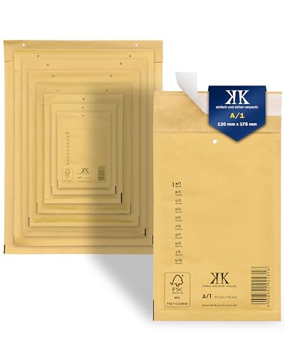 KK Verpackungen Luftpolster-Versandtaschen | 200 Stück, A1 A/1 Luftpolsterumschläge 120 x 175 mm Braun | Luftpolstertaschen selbstklebend für DIN A6+ KK Verpackungen Luftpolster-Versandtaschen | 200 Stück, A1 A/1 Luftpolsterumschläge 120 x 175 mm Braun | Luftpolstertaschen selbstklebend für DIN A6+ von KK Verpackungen