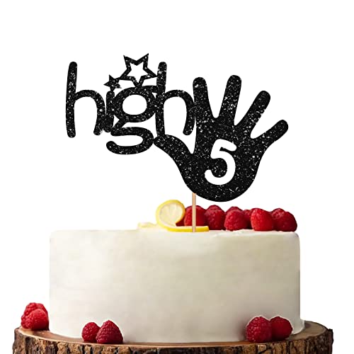 Schwarze High Five Kuchendekoration, Happy 5th Birthday Kuchendekoration, Glitzer-Kuchendekorationen für Jahrestagsparty Schwarze High Five Kuchendekoration, Happy 5th Birthday Kuchendekoration, Glitzer-Kuchendekorationen für Jahrestagsparty von KKAIRA