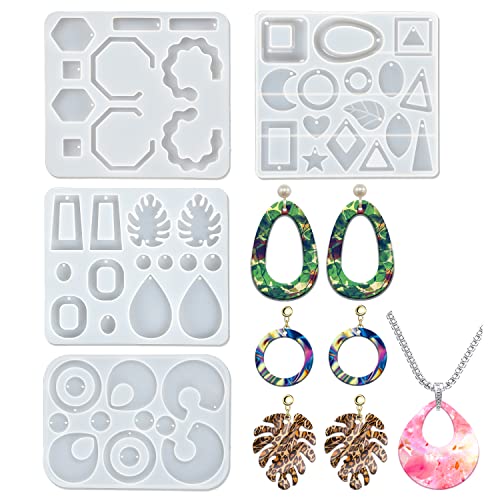 4 Stück Harz-Ohrringformen aus Silikon, Epoxidharz, Wassertropfen, quadratische Blätter, einzigartige Ohrringe für Frauen, Schmuck 4 Stück Harz-Ohrringformen aus Silikon, Epoxidharz, Wassertropfen, quadratische Blätter, einzigartige Ohrringe für Frauen, Schmuck von KKC HOME ACCENTS