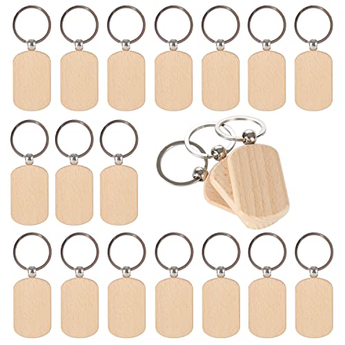 KKC Blanko-Schlüsselanhänger aus Holz, rechteckig, zum Bemalen, personalisierte Schlüsselanhänger zum Gravieren, DIY-Tags, Schlüssel-Bastelzubehör (20 Stück, ovale Form) von KKC HOME ACCENTS