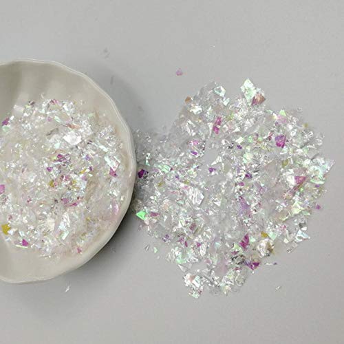 KKDIY Unregelmäßige Muschel Papier Pailletten DIY Nail Flakies Bunte Glitter Nail Art Pailletten für 3D Nail Art Dekoration 10 / 20g, Gold Weiß, 10g von KKDIY