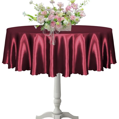 KKJIAF 1 Packung 152,4 cm runde Tischdecke, burgunderrote Overlay-Satin-Tischdecke für runde Tische, seidiger Satin, hell, halbrunde Tischdecke für Hochzeit, Esstisch, Buffet, Partys, Bankett KKJIAF 1 Packung 152,4 cm runde Tischdecke, burgunderrote Overlay-Satin-Tischdecke für runde Tische, seidiger Satin, hell, halbrunde Tischdecke für Hochzeit, Esstisch, Buffet, Partys, Bankett von KKJIAF
