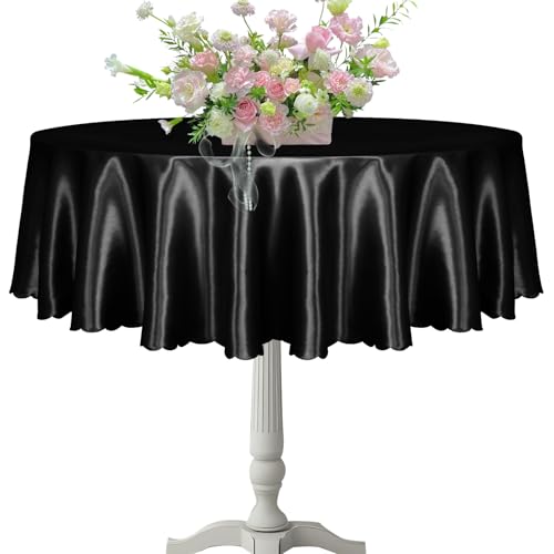 KKJIAF 1 Packung 152,4 cm runde Tischdecke, schwarze Overlay-Satin-Tischdecke für runde Tische, seidiger Satin, hell, halbrunde Tischdecke für Hochzeit, Esstisch, Buffet, Partys, Bankett, Dekoration KKJIAF 1 Packung 152,4 cm runde Tischdecke, schwarze Overlay-Satin-Tischdecke für runde Tische, seidiger Satin, hell, halbrunde Tischdecke für Hochzeit, Esstisch, Buffet, Partys, Bankett, Dekoration von KKJIAF