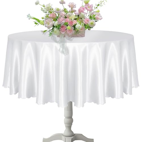 KKJIAF 1 Packung 228 cm runde Tischdecke, Satin-Tischdecke für runde Tische, seidiger Satin, helle, halbrunde Tischdecke für Hochzeit, Esstisch, Buffet, Partys, Bankett, Dekoration KKJIAF 1 Packung 228 cm runde Tischdecke, Satin-Tischdecke für runde Tische, seidiger Satin, helle, halbrunde Tischdecke für Hochzeit, Esstisch, Buffet, Partys, Bankett, Dekoration von KKJIAF
