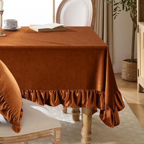 KKJIAF Goldfarbene Samt-Tischdecke, Retro-Stil, Bauernhaus-Rüschen, längliche Tischdecke, waschbar, Tischdecke für Hochzeiten, Buffets, Partys, Babypartys, Küchendekoration KKJIAF Goldfarbene Samt-Tischdecke, Retro-Stil, Bauernhaus-Rüschen, längliche Tischdecke, waschbar, Tischdecke für Hochzeiten, Buffets, Partys, Babypartys, Küchendekoration von KKJIAF