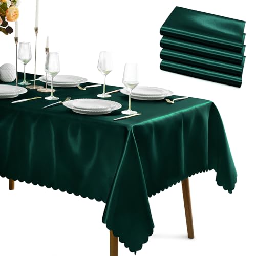 KKJIAF Jägergrüne Satin-Tischdecke, 147,3 x 259,1 cm, rechteckig, hell, seidig, glatt, Satin-Tischdecke für Hochzeit, Party, Bankett, Dekoration, 4 Packungen KKJIAF Jägergrüne Satin-Tischdecke, 147,3 x 259,1 cm, rechteckig, hell, seidig, glatt, Satin-Tischdecke für Hochzeit, Party, Bankett, Dekoration, 4 Packungen von KKJIAF