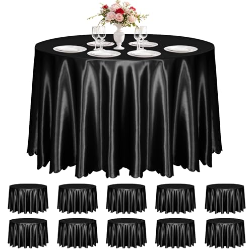 KKJIAF Runde Satin-Tischdecken, 228 cm, Überzug, runde Tischdecke, seidiger Satin, Esstischdecke für Hochzeit, Buffet, Partys, Bankett, Dekoration, 10 Stück KKJIAF Runde Satin-Tischdecken, 228 cm, Überzug, runde Tischdecke, seidiger Satin, Esstischdecke für Hochzeit, Buffet, Partys, Bankett, Dekoration, 10 Stück von KKJIAF