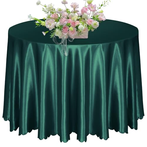 KKJIAF Runde Tischdecke, 274 cm, Jägergrün, runde Satin-Tischdecke, seidiger Satin, Esstischdecken für Hochzeit, Buffet, Partys, Bankett, Dekoration, 1 Packung KKJIAF Runde Tischdecke, 274 cm, Jägergrün, runde Satin-Tischdecke, seidiger Satin, Esstischdecken für Hochzeit, Buffet, Partys, Bankett, Dekoration, 1 Packung von KKJIAF