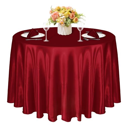 KKJIAF Runde Tischdecke, Satin, Burgunderrot, 308 cm, seidiger Satin, Esstischdecke für Hochzeit, Party, Bankett, Restaurant, formelle Veranstaltungen, 1 Packung KKJIAF Runde Tischdecke, Satin, Burgunderrot, 308 cm, seidiger Satin, Esstischdecke für Hochzeit, Party, Bankett, Restaurant, formelle Veranstaltungen, 1 Packung von KKJIAF