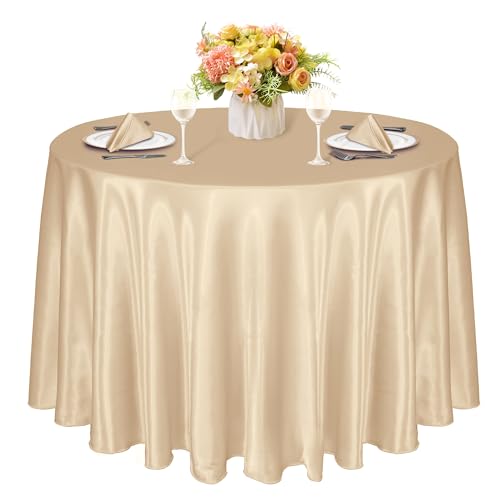 KKJIAF Runde Tischdecke, Satin, Champagner, runde Tischdecke, seidiger Satin, Esstischdecke für Hochzeit, Party, Bankett, Restaurant, formelle Veranstaltungen, 308 cm, 1 Packung KKJIAF Runde Tischdecke, Satin, Champagner, runde Tischdecke, seidiger Satin, Esstischdecke für Hochzeit, Party, Bankett, Restaurant, formelle Veranstaltungen, 308 cm, 1 Packung von KKJIAF