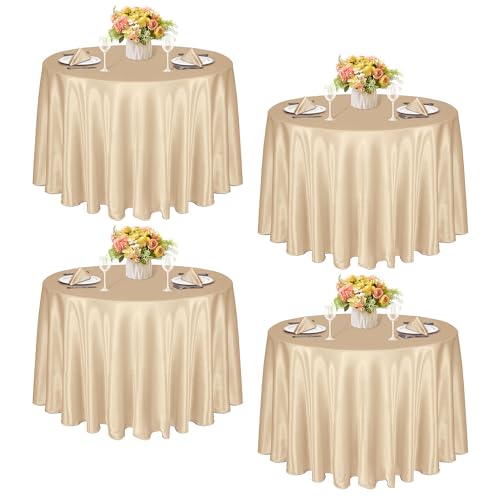 KKJIAF Runde Tischdecke, Satin, Champagner, runde Tischdecke, seidiger Satin, Esstischdecke für Hochzeit, Party, Bankett, Restaurant, formelle Veranstaltungen, 308 cm, 4 Stück KKJIAF Runde Tischdecke, Satin, Champagner, runde Tischdecke, seidiger Satin, Esstischdecke für Hochzeit, Party, Bankett, Restaurant, formelle Veranstaltungen, 308 cm, 4 Stück von KKJIAF