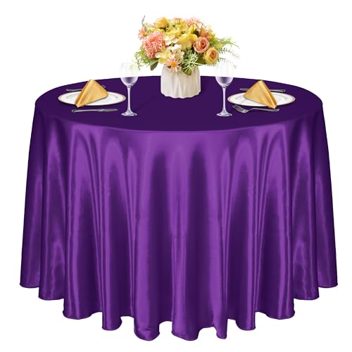 KKJIAF Runde Tischdecke, Satin, Violett, 308 cm, seidiger Satin, Esstischdecke für Hochzeit, Party, Bankett, Restaurant, formelle Veranstaltungen, 1 Packung KKJIAF Runde Tischdecke, Satin, Violett, 308 cm, seidiger Satin, Esstischdecke für Hochzeit, Party, Bankett, Restaurant, formelle Veranstaltungen, 1 Packung von KKJIAF