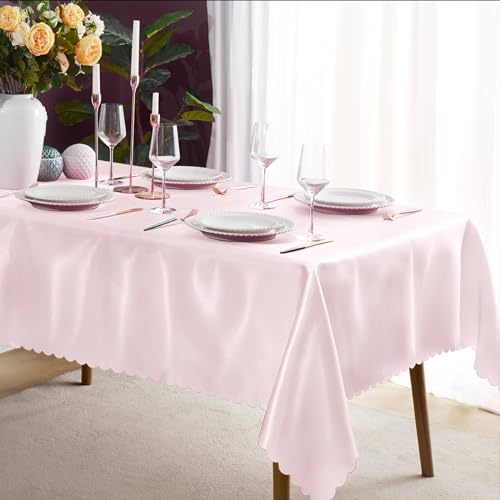 KKJIAF Satin-Tischdecke, rechteckig, seidig, glatt, für Hochzeit, Party, Bankett, Dekoration, 147,3 x 259,1 cm, Rosa, 1 Stück KKJIAF Satin-Tischdecke, rechteckig, seidig, glatt, für Hochzeit, Party, Bankett, Dekoration, 147,3 x 259,1 cm, Rosa, 1 Stück von KKJIAF