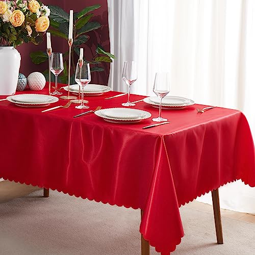 KKJIAF Satin-Tischdecke, rechteckig, seidig, glatt, für Hochzeit, Party, Bankett, Dekoration, 147,3 x 259,1 cm, Rot, 1 Stück KKJIAF Satin-Tischdecke, rechteckig, seidig, glatt, für Hochzeit, Party, Bankett, Dekoration, 147,3 x 259,1 cm, Rot, 1 Stück von KKJIAF