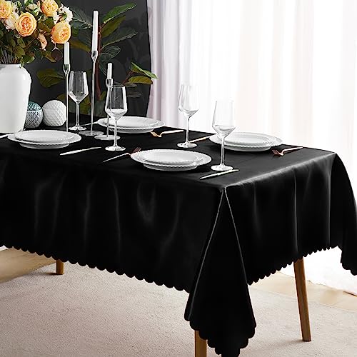 KKJIAF Satin-Tischdecke, rechteckig, seidig, glatt, für Hochzeit, Party, Bankett, Dekoration, 147,3 x 259,1 cm, Schwarz, 1 Stück KKJIAF Satin-Tischdecke, rechteckig, seidig, glatt, für Hochzeit, Party, Bankett, Dekoration, 147,3 x 259,1 cm, Schwarz, 1 Stück von KKJIAF