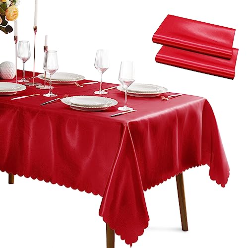 KKJIAF Satin-Tischdecke, rechteckig, seidig, glatt, für Hochzeit, Party, Bankett, Dekoration, Rot, 2 Packungen KKJIAF Satin-Tischdecke, rechteckig, seidig, glatt, für Hochzeit, Party, Bankett, Dekoration, Rot, 2 Packungen von KKJIAF