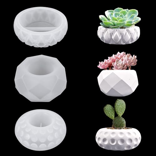 3 Stück Silikonform, Blumentopf Beton Form GießForm Blumentopf GießFormen Silikon Kerzenhalter Epoxidharz Formen Für DIY Kerzen Vase Blumentöpfe Vorratsgefäß Silikonformen für Beton Gips von KKONHII