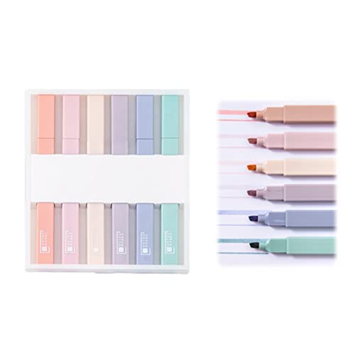 KKPLZZ 6 Farben Pastell Textmarker Set, Fluoreszierende Textmarker Stifte Kawaii süße Meißelspitze Marker Bibel Zeichenstift für Schüler Schule Bürobedarf von KKPLZZ