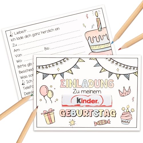 KKSJK 15 x Einladungskarten Kindergeburtstag, Einladung Kindergeburtstag Set mit Buntstifte, Geburtstagseinladungen Kinder Kreativ zum Selbst Gestalten, Partyeinladungen für Geburtstage Jungen Mädchen KKSJK 15 x Einladungskarten Kindergeburtstag, Einladung Kindergeburtstag Set mit Buntstifte, Geburtstagseinladungen Kinder Kreativ zum Selbst Gestalten, Partyeinladungen für Geburtstage Jungen Mädchen von KKSJK