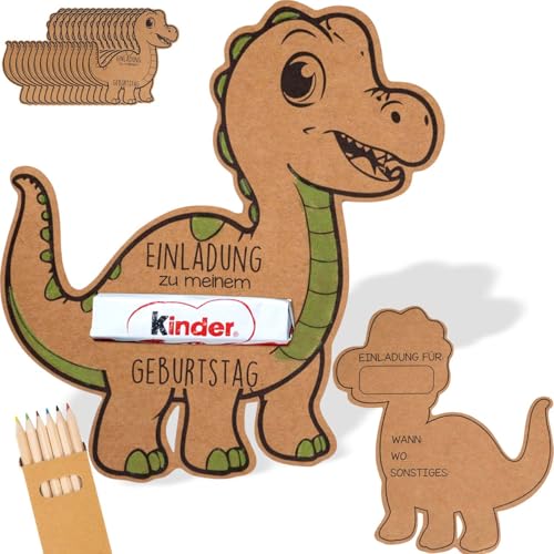 KKSJK Einladungskarten Kindergeburtstag, 15pcs Einladung Geburtstag Kraftpapier mit Buntstifte, Einhorn/Dino Geburtstagseinladungen Kinder Bastelset, Partyeinladungen für Jungen Mädchen (Dinosaurier) KKSJK Einladungskarten Kindergeburtstag, 15pcs Einladung Geburtstag Kraftpapier mit Buntstifte, Einhorn/Dino Geburtstagseinladungen Kinder Bastelset, Partyeinladungen für Jungen Mädchen (Dinosaurier) von KKSJK
