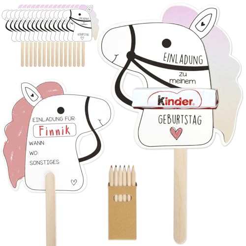KKSJK Pferde Einladungskarten Kindergeburtstag, 15pcs Einladung Pony Geburtstag mit Buntstifte und Stock, Steckenpferde Geburtstagseinladungen Kinder Bastelset, Partyeinladungen für Jungen Mädchen KKSJK Pferde Einladungskarten Kindergeburtstag, 15pcs Einladung Pony Geburtstag mit Buntstifte und Stock, Steckenpferde Geburtstagseinladungen Kinder Bastelset, Partyeinladungen für Jungen Mädchen von KKSJK