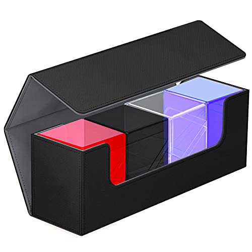Sammelkarten-Aufbewahrungsbox, Magnetverschluss, Deck-Aufbewahrungsbox, Sammelkartenbox, PU-Leder, enthält 4 Stück Acryl-Kartendeck-Boxen, 4 Farben, Spielkarten, Sportkarten von KKU