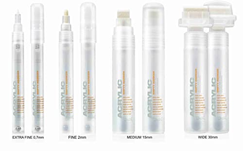 KLAMOTTEN STORE EMPTY Leer-Marker Box - 4 Stück von 0,7mm-30mm runde und breite Faserspitze, 4 Stifte mit Federsystem, hochwertige Pumpmarker KLAMOTTEN STORE EMPTY Leer-Marker Box - 4 Stück von 0,7mm-30mm runde und breite Faserspitze, 4 Stifte mit Federsystem, hochwertige Pumpmarker von KLAMOTTEN STORE