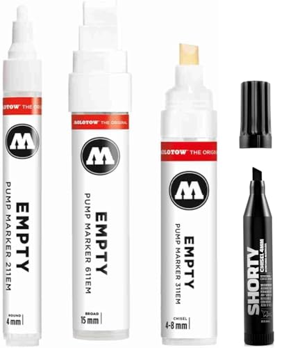 Molotow Empty Marker Set leere Stifte zum auffüllen, One4All, Faserspitze, austauschbar, nachfüllbar, Federsystem + Montana Pocketmarker schwarz Molotow Empty Marker Set leere Stifte zum auffüllen, One4All, Faserspitze, austauschbar, nachfüllbar, Federsystem + Montana Pocketmarker schwarz von KLAMOTTEN STORE