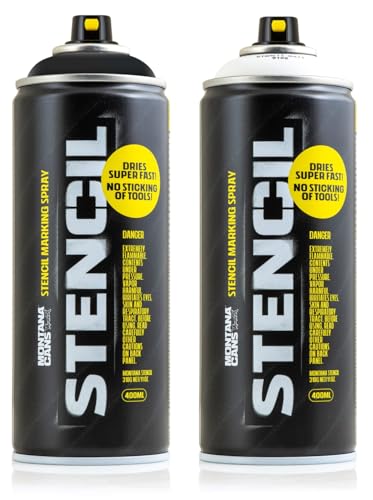 Stencil King - Montana Spray Schablonenspry schwarz & weiß mit 36 HipHop, Graffiti Schablonen zum Malen und Sprühen Stencil King - Montana Spray Schablonenspry schwarz & weiß mit 36 HipHop, Graffiti Schablonen zum Malen und Sprühen von KLAMOTTEN STORE