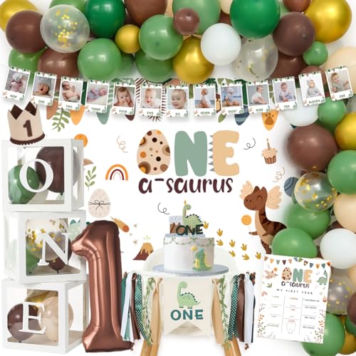 KLDZOOF One a Saurus Geburtstagsdekoration, Partyzubehör, Dinosaurier-Thema, 1. Geburtstag, Dinosaurier-Dekoration, Dino-Party-Dekoration, T-Rex-Brüllen-Party-Idee für Baby-Jungen. KLDZOOF One a Saurus Geburtstagsdekoration, Partyzubehör, Dinosaurier-Thema, 1. Geburtstag, Dinosaurier-Dekoration, Dino-Party-Dekoration, T-Rex-Brüllen-Party-Idee für Baby-Jungen. von KLDZOOF