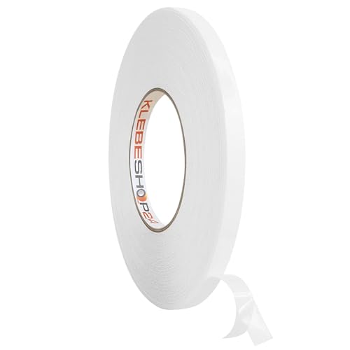 KLEBESHOP24 Doppelseitiges Klebeband - transparent & dünn - extra stark - hitze- & UV-beständig - für Montage, Heimwerk, DIY / 6 mm x 50 m von KLEBESHOP24