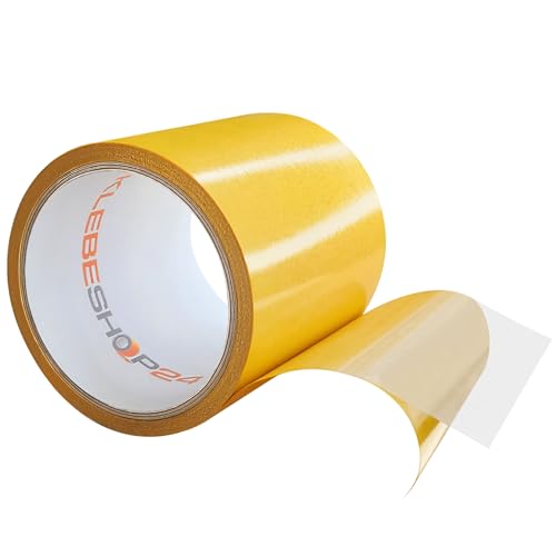 KLEBEBAND DOPPELSEITIG | Handreißbar | Breite wählbar | 50 m | Stark & permanent klebend | Universalklebeband | Doppelklebeband für Papier, Metall, Kunststoff, Pappe, Holz etc. / 100 mm von KLEBESHOP24
