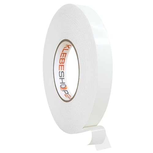 KLEBESHOP24 Doppelseitiges Klebeband | PET-Folienklebeband | 50 m auf Rolle | Breite wählbar | Transparent | Sehr stark / 12 mm x 50 m von KLEBESHOP24