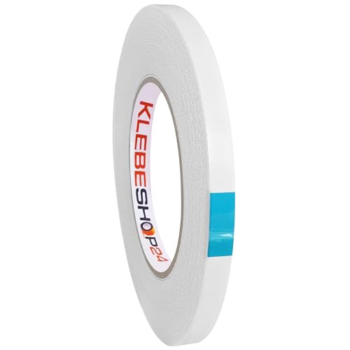 KLEBESHOP24 Doppelseitiges Klebeband aus Papiervlies | mit Acrylat-Klebstoff | stark haftend | zur Verklebung leichter Materialien / 6 mm x 50 m auf Rolle von KLEBESHOP24