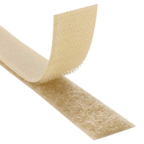 Klebeshop24 KLETTBAND ZUM NÄHEN | SET HAKEN + FLAUSCH | Beige, 20 mm x 25 m (andere Varianten auf Artikelseite wählbar) von KLEBESHOP24