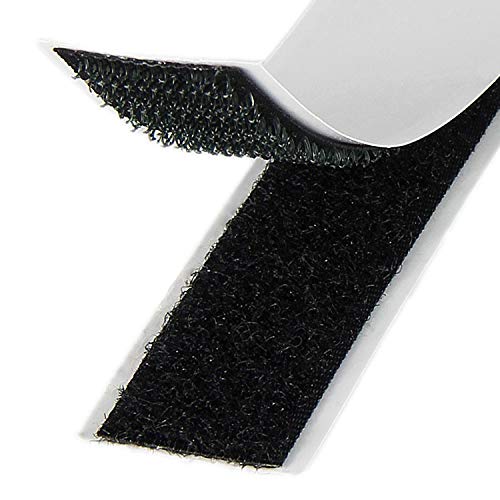 Klebeshop24 KLETTBAND SELBSTKLEBEND | Set Haken & Flausch | Farbe, Länge, Breite wählbar (20 mm x 3 m, Schwarz) von KLEBESHOP24