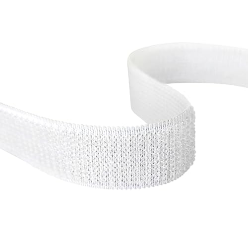 Klettband elastisch | Flauschband zum Nähen | Schwarz oder Weiß | 3 m, 8 m oder 25 m auf Rolle / 20 mm x 25 m, weiß von KLEBESHOP24