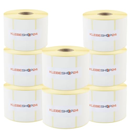 Thermodirekt Etiketten | Thermo-Etiketten verschiedene Ausführungen | Selbstklebende Etiketten für Thermodrucker | 1 Zoll-Kern / 60 x 40 mm, 8 Rollen je 1000 Stück von KLEBESHOP24