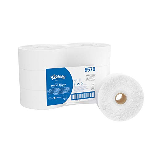 Kleenex Jumbo Toilettenpapierrolle 8570 – 6 Rollen mit je 500 weißen, 2-lagigen Blättern Kleenex Jumbo Toilettenpapierrolle 8570 – 6 Rollen mit je 500 weißen, 2-lagigen Blättern von KLEENEX
