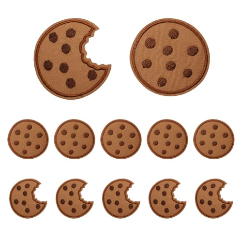 KLEHOPE 12 Stück Bügelbilder,5 x 5cm Stickerei Keks Flicken zum Aufbügeln Kinder, Keks Bügelaufkleber, Zwei Stile Keks-Stickerei-Stoffflicken, für Taschen, Hosen, Kleidung von KLEHOPE