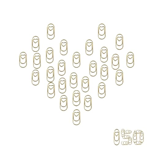 Herz Büroklammer Gold, büroklammern Hochzeit, büroklammern Herz,büroklammer geeignet für Büros, Klassenzimmer, Ordner, Postkarten,Memos, Lesezeichen usw., exquisite Deko kleiner Details (Gold, 150) von KLETTEREI